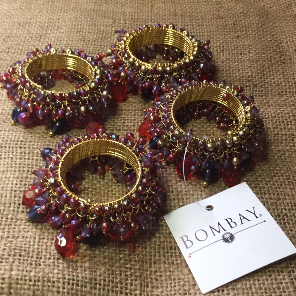 Set of four beaded napkin holders by Bombay